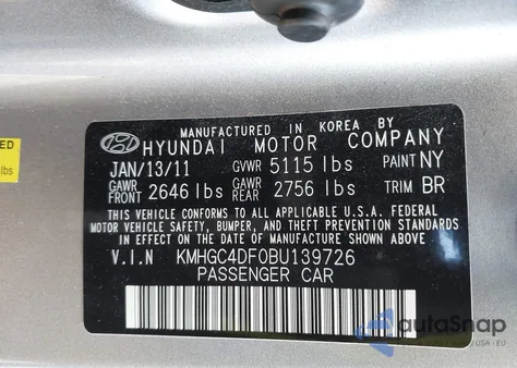 2011 Hyundai Genesis 4.6 z USA, uszkodzony, nr VIN KMHGC4DF0BU139726